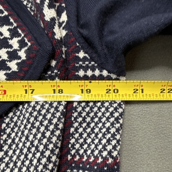 Talbots Cardigan Womens Large Houndstooth Checked Merino Wool Open Draped Front - Picture 8 of 14